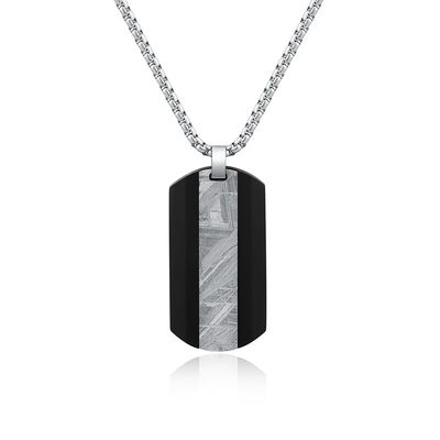 Carbon Fiber Iron Meteorite Dog Tag Pendant Stainless Steel Bale Men Pendant