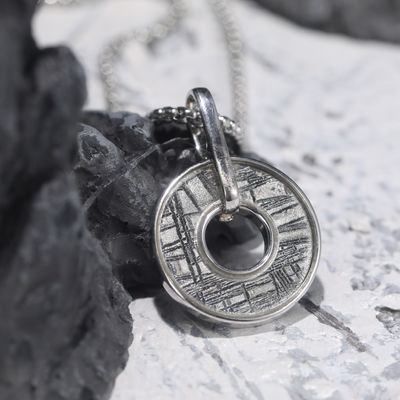 Genuine Iron Meteorite 925 Sterling Silver Pendant Necklace