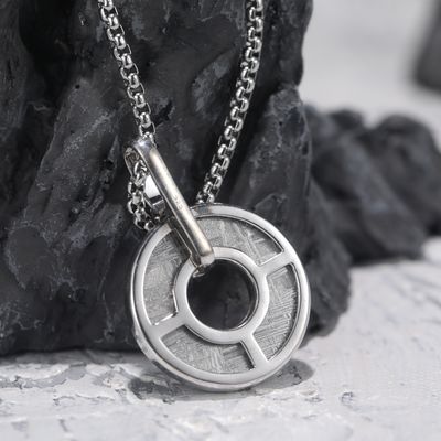 Genuine Iron Meteorite 925 Sterling Silver Pendant Necklace