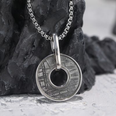 Genuine Iron Meteorite 925 Sterling Silver Pendant Necklace