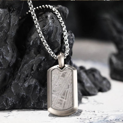 Extraterrestrial Meteorite Dog Tag Pendant Encased In Stainless Steel