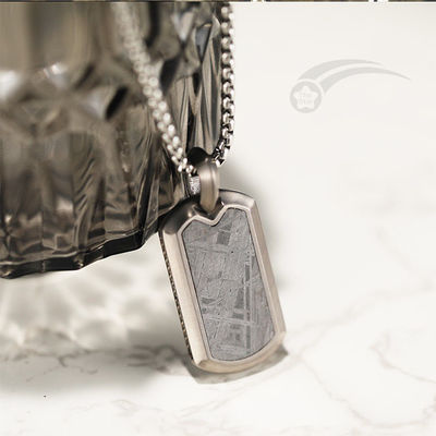 Extraterrestrial Meteorite Dog Tag Pendant Encased In Stainless Steel