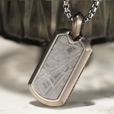 Extraterrestrial Meteorite Dog Tag Pendant Encased In Stainless Steel