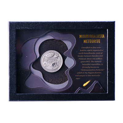 Rectangle Meteorite Display Box Coin Inlay Leather Glass Box For Collectible