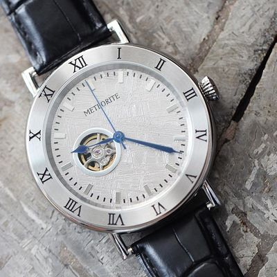Timeless  Extraterrestrial Meteorite Dial Watch 45mm Automatic Leather Watch