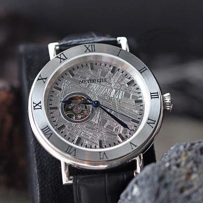 Timeless  Extraterrestrial Meteorite Dial Watch 45mm Automatic Leather Watch