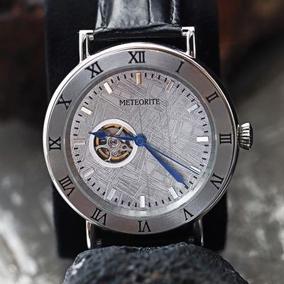 Timeless  Extraterrestrial Meteorite Dial Watch 45mm Automatic Leather Watch
