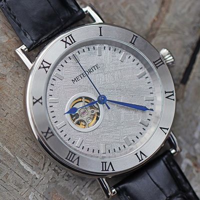 Timeless  Extraterrestrial Meteorite Dial Watch 45mm Automatic Leather Watch