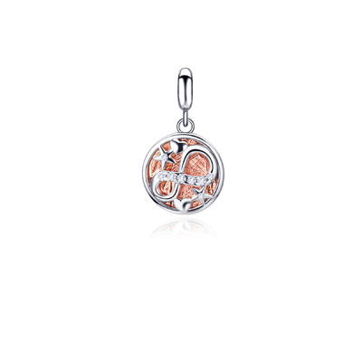 Rhodium Plated Meteorite Love Charm Pendant 925 Sterling Silver Pendant 10mm