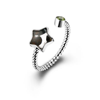 925 Silver Seymchan Pallasite Meteorite Jewelry Elegant 8mm Star Shape Ring