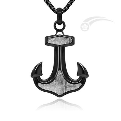 Shiny Muonionalusta Iron Meteorite Anchor Pendant Necklace For Men