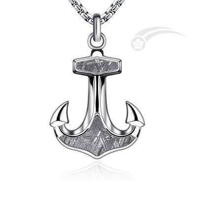 Shiny Muonionalusta Iron Meteorite Anchor Pendant Necklace For Men