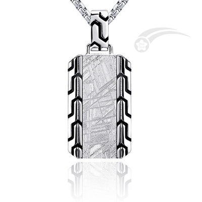 Muonionalusta  Iron Meteorite Pendant Stainless Steel Dog Tag Pendant 18*30mm