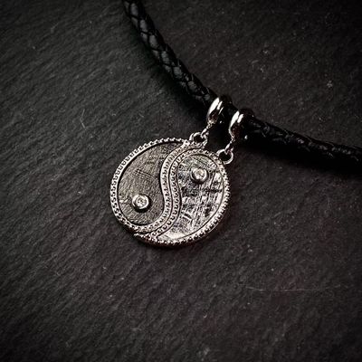 925 Sterling Silver Tai Chi Meteorite 2 in 1 Pendant 13*20 mm Jewelry