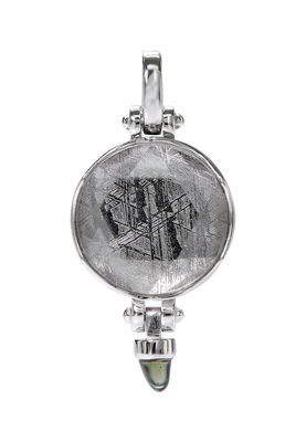 Space Rock Meteorite 925 Sterling Silver Jewelry Pendant with Moldavite