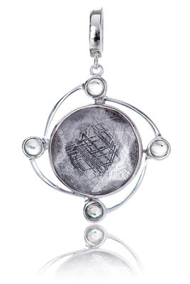 Cosmos Meteorite 925 Sterling Silver Pendant 15mm Round Track Rotary