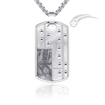 Meteorite Stainless Steel Jewelry Mens Dog Tag Pendant Fine Workmanship