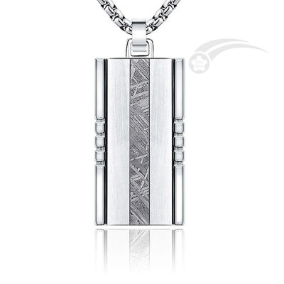 Rectangle Meteorite Stainless Steel Dog Tag Jewellery Mens Tag Pendant Casual