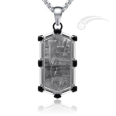 Unique Muonionalusta Meteorite Pendant  Stainless Steel For Men Dog Tag