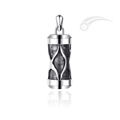Columnar Meteorite  Stainless Steel Jewelry Pendant Openable Bale Tube Shape
