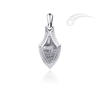 Shield Shape Meteorite Stainless Steel Pendant Ladies Pendant With CZ Stone