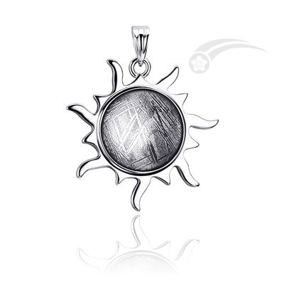 The Sun Meteorite 925 Silver Pendant 15mm Round Unique