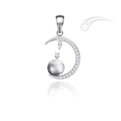 Moon Meteorite 925 Sterling Silver Pendant Romantic Mystery Jewelry