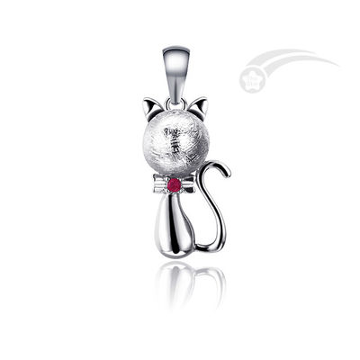 A Cat Meteorite 925 Sterling Silver Pendant Cute And Lovely