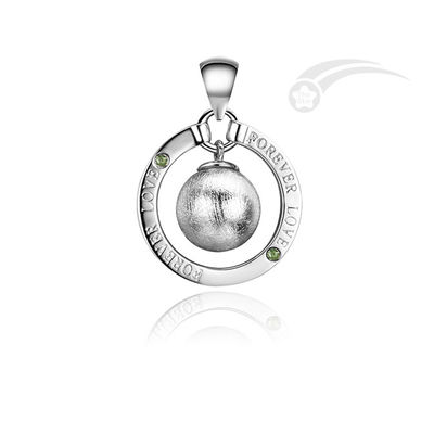Forever Love Meteorite 925 Sterling Silver Pendant Movable Meteorite Bead