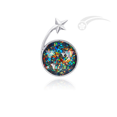Shooting Star Of David Pendant Silver 20mm Meteorite Galaxy Pendant