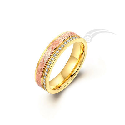 Cubic Zirconia And Meteorite Tungsten Band Ring