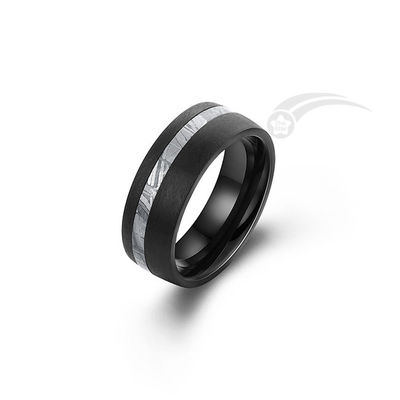 Tungsten Meteorite Ring Wedding Band With 2mm  Meteorite Ring