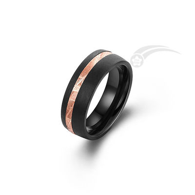 Tungsten Meteorite Ring Wedding Band With 2mm  Meteorite Ring