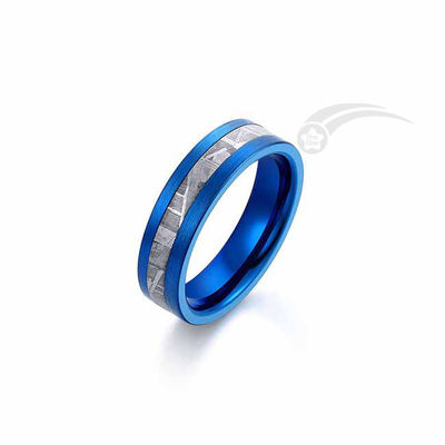 Blue Plated Tungsten Meteorite Ring Muonionalusta Gunuine Meteorite