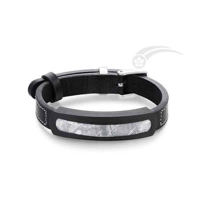 Length 22cm Stainless Steel Leather Bracelet Meteorite Stone Bracelet Exquisite