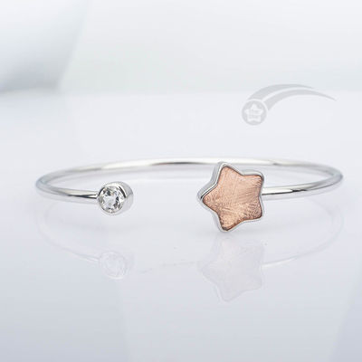Fashionable 925 Sterling Silver Meteorite Cuff Bracelet Star Shape