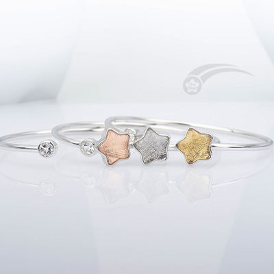 Fashionable 925 Sterling Silver Meteorite Cuff Bracelet Star Shape