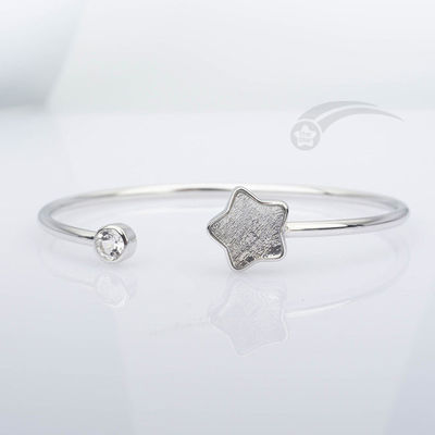 Fashionable 925 Sterling Silver Meteorite Cuff Bracelet Star Shape