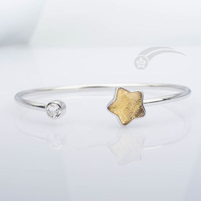 Fashionable 925 Sterling Silver Meteorite Cuff Bracelet Star Shape