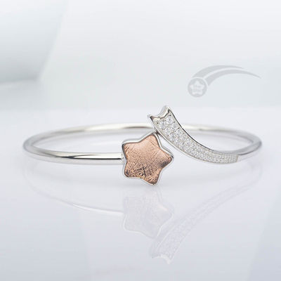 Stylish 925 Sterling Silver Meteorite Bracelet Female Shooting Star Bangle 12 Mm