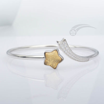Stylish 925 Sterling Silver Meteorite Bracelet Female Shooting Star Bangle 12 Mm