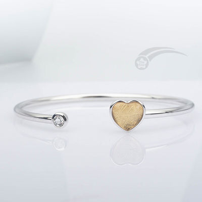 925 Sterling Silver Meteorite Bracelets Heart Bangle Bracelet 10mm