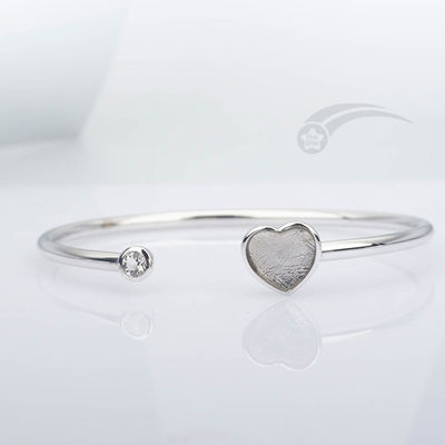 925 Sterling Silver Meteorite Bracelets Heart Bangle Bracelet 10mm