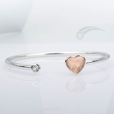 925 Sterling Silver Meteorite Bracelets Heart Bangle Bracelet 10mm