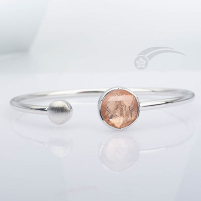 925 Sterling Silver Real Meteorite Bracelet Bangle Star Of David 12mm Adjustable