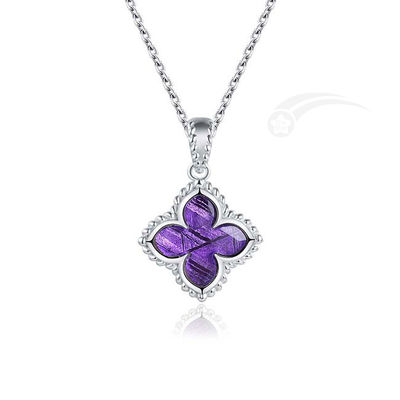 Romantic Lilac Flower Meteorite 925 Sterling Silver Pendant 12mm