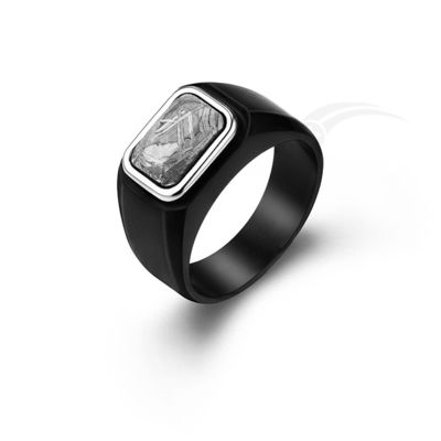 Iron / Nickel Meteorite Jewelry Rings With Custom Engraving 10*7 Faceted Cabochon