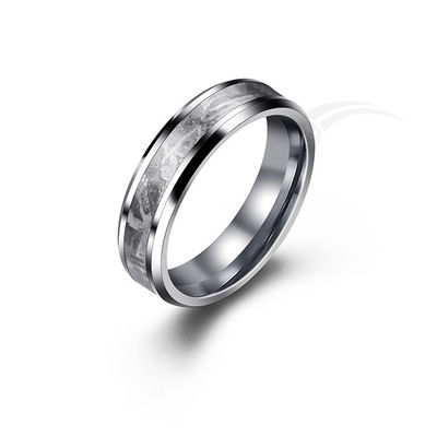 Classical Meteorite Ring Muonionalusta Inlay Tungsten Band Ring