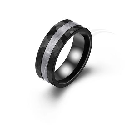 Modern Stylish  Unique Tungsten Meteorite Rings In Round Grey Shape