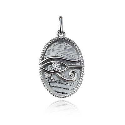 Exquisite Iron Meteorite 925 Sterling Silver Eye Of Horus Pendant